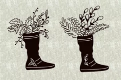 Papercut template of flowers and branches in a boot. Product Image 2