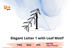 Monogram Elegant Letter with Leaf Motif - A to Z Nature-Insp Product Image 1