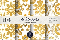 Gold Retro Floral Block Print | Geometric Floral Pattern Product Image 1
