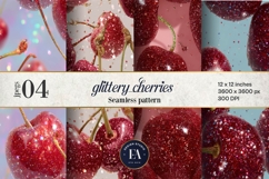 Glitter Coquette Cherry Pattern | Sparkly Glam Texture Paper Product Image 1