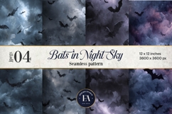 Bats Night Sky Pattern, Dark Gothic Bat Seamless Paper Product Image 1