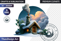 Watercolor Winter Landscapes and Snowy Cabin Illustrations Product Image 1