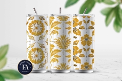 Gold Retro Floral Block Print | Geometric Floral Pattern Product Image 2