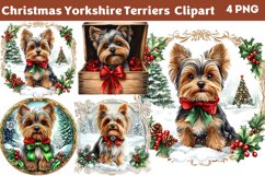 Christmas Yorkshire Terriers Clipart PNG Product Image 1