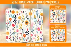 Cute Flower Seemless Tumbler Wrap Designs, Sublimation Wrap Product Image 1