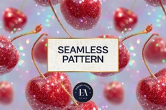 Glitter Coquette Cherry Pattern | Sparkly Glam Texture Paper Product Image 3