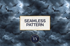 Bats Night Sky Pattern, Dark Gothic Bat Seamless Paper Product Image 3
