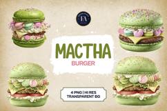 Matcha Burger Clipart Bundle 4 PNG Product Image 1