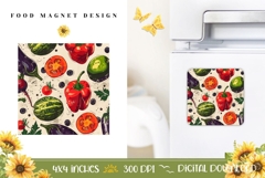 Cartoon Food Magnet Design, Peppers Magnet PNG Product Image 1