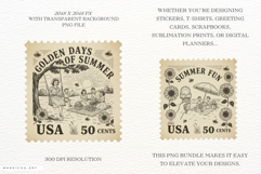 Vintage 1950 Summer Postage Stamp Bundle Product Image 2