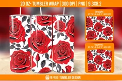 Valentine Rose Tumbler Wrap Designs, Sublimation Wrap Product Image 1