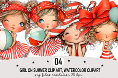 Whimsical Girl Summer Clipart png Watercolor png Product Image 1