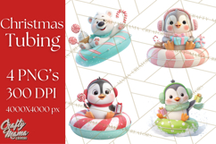Christmas Characters Snow Tubing PNG Product Image 1