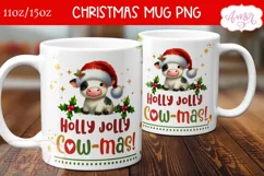 Funny Christmas mug wrap PNG, Holly jolly cowmas mug png Product Image 2