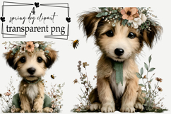 Whimsical Cute Spring Dog Clipart Watercolor PNG Product Image 1