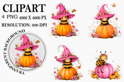 Whimsical Halloween Bee Clipart Watercolor PNG Product Image 1