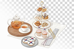 Korean Dessert Tea Tray Elegant Plating PNG Independence Product Image 1