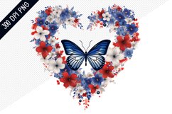 Butterfly And Floral Heart - 4Th Of July Sublimation Design Product Image 1