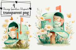 Whimsical Daisy Garden Clipart Watercolor PNG Product Image 1