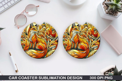 Foxes Wolves Car Coaster Sublimation| Foxes Coaster PNG Product Image 1