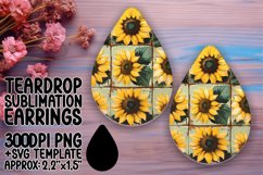 Chic Floral Sublimation Teardrop Earring Design PNG Product Image 1