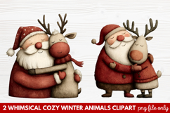Whimsical Cozy Winter Animals Clipart | Cute Winter Wildlife Product Image 1