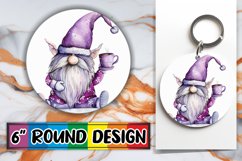 Winter Holiday Gnome Keychain Round Design Watercolor Product Image 1