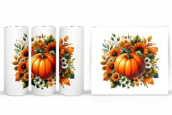 Fall Pumpkin Tumbler Design. Fall Tumbler Sublimation Product Image 2