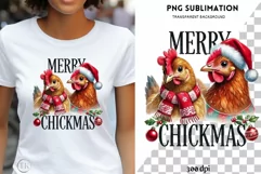 Merry Chickmas PNG | Funny Chicken Christmas Sublimation Product Image 1