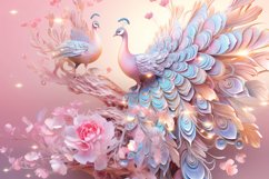 3D pastel pink floral peacock printable digital papers Product Image 4