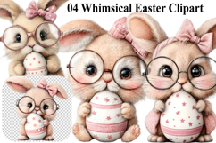 Whimsical Easter Clipart Easter Bunny PNG Product Image 1