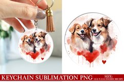 Dog Valentine&#039;s Day Keychain Sublimation PNG Design Product Image 1