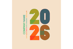 Retro cover with colorful 2026 number on beige background Product Image 1