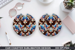 Eagle Flag Car Coaster Sublimation| 4th Of July Coaster PNG Product Image 1