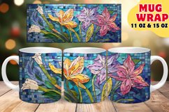 Artistic Blossom Stained Glass Sublimation 11oz 15oz Mug Wra Product Image 1