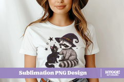 Vintage Funny Sarcastic Feral Witch Raccoon Halloween PNG Product Image 2