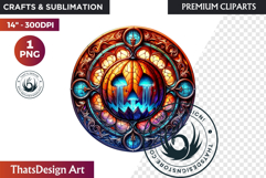 Gothic Jack O Lantern Clipart Horror Stained Glass Halloween Product Image 1