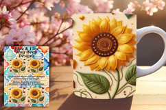 Radiant 15oz Mug Wrap Png Template , 3D Flower Product Image 1