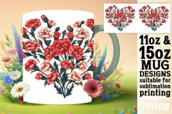 Heart Floral Pattern Mug Wrap for Sublimation Product Image 1