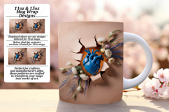 CUSTOM 11oz Mug Wrap PNG Artwork , 3D Heart Product Image 1