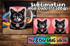 Refreshing moments sublimation mug wrap, Valentines Cat Product Image 1