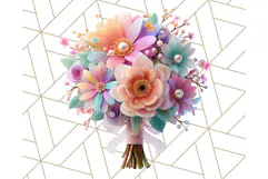 Pastel Flower Bouquet PNG Clipart, Elegant Floral Art Product Image 4