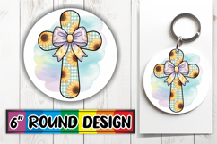 Timeless Round Ornaments Sublimation PNG, Cross and Bow Product Image 1