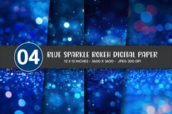 Blue Sparkle Bokeh Digital Paper Product Image 1