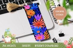 Abstract Flowers Bookmark Printable, Purple Bookmark Print Product Image 1