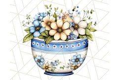 Blue Cottagecore Kitchen Clipart, Vintage Country Floral Png Product Image 4