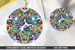 Unicorn Stained Glass Ornament PNG, Digital Download File Product Image 1