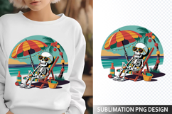 Funny Summer Skeleton Illustration - Sublimation PNG Design Product Image 1