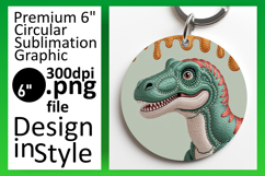 Gorgeous Round Design Keychain PNG , Cute Dino Product Image 1