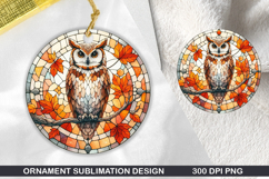 Cute Owl Stained Glass Ornament PNG, Sublimation PNG Design Product Image 1